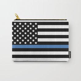Blue Thin Flag Police Law Enforcement Flag Carry-All Pouch
