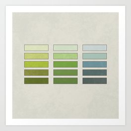 Mark Maycock's Scale of hues and tones of green from 1895 (vintage remake without texts) Art Print