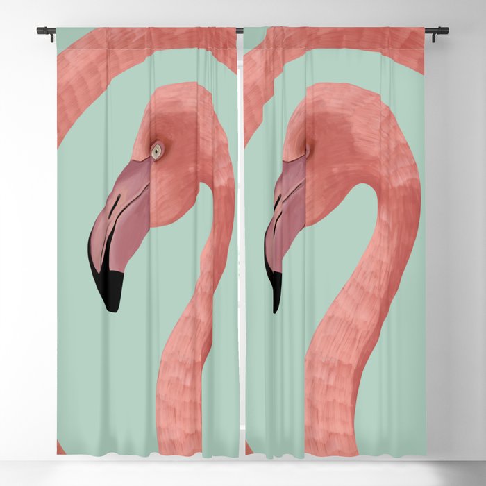 Flamingo long loop neck abstract Blackout Curtain