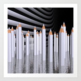 pencils - white Art Print