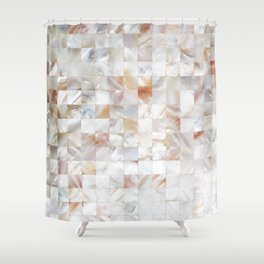 Mother of Pearl, Exotic Tiles Photography, Neutral Minimal Geometrical Graphic Design Shower Curtain