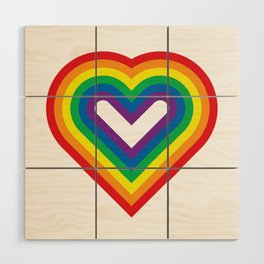 Rainbow Heart Shaped Striped Pattern Wood Wall Art