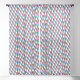 [ Thumbnail: Violet, Light Sea Green, Mint Cream, and Brown Colored Striped/Lined Pattern Sheer Curtain ]