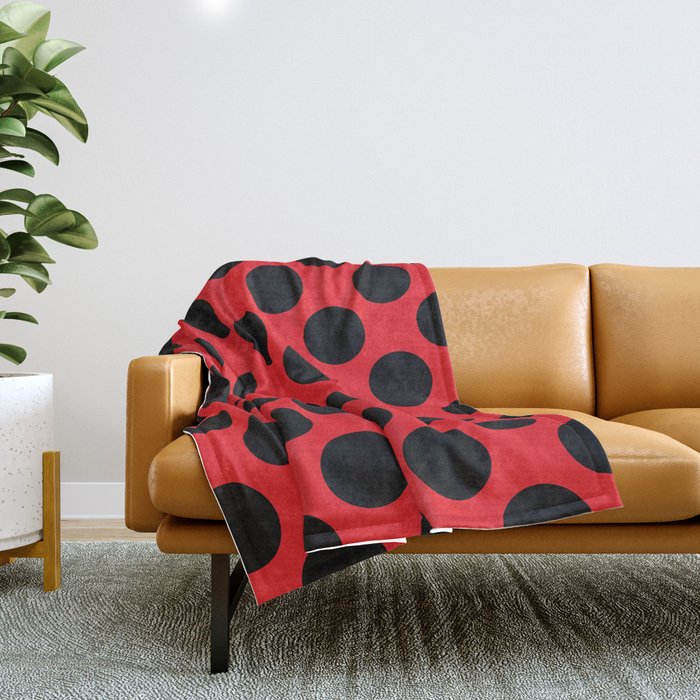 Red with black dots Throw Blanket