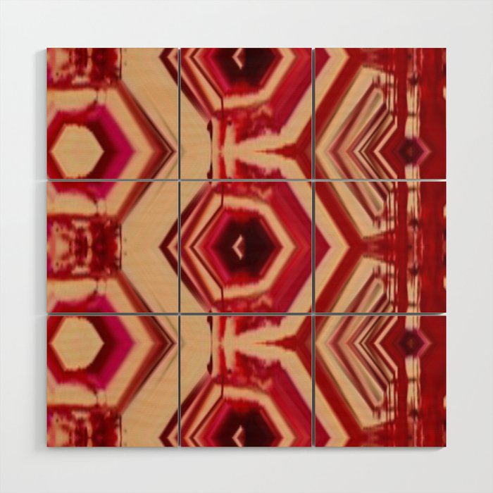 Rock N Roll Bloody Psychedelic Red Pattern Wood Wall Art