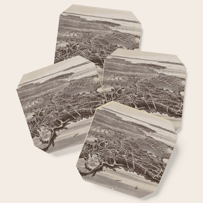 Vintage Map of Pigeon Cove Rockport MA (1886) Coaster by BravuraMedia