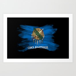 Oklahoma state flag brush stroke, Oklahoma flag background Art Print