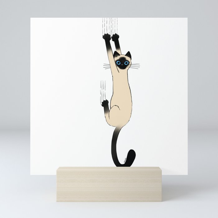 Siamese Cat Hanging On Mini Art Print
