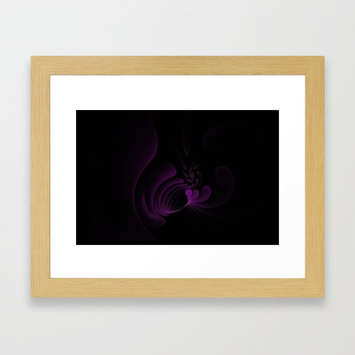 Purple Swirls on Black Framed Art Print