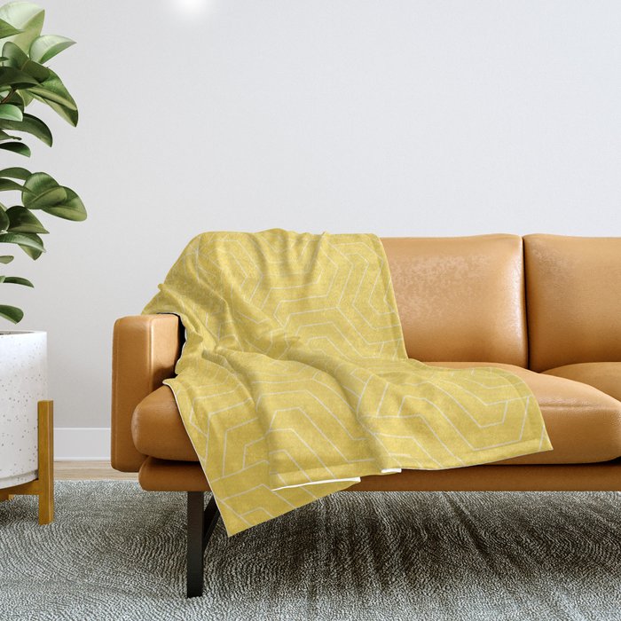 Mustard - yellow - Modern Vector Seamless Pattern Throw Blanket