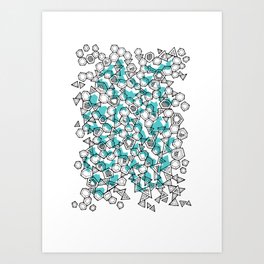 Oddgon and Angular Cluster in Turquoise Art Print