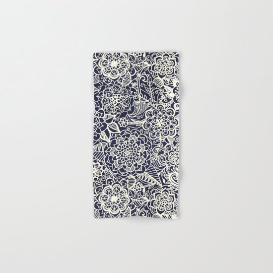 Lace on Nautical Navy Blue Hand & Bath Towel