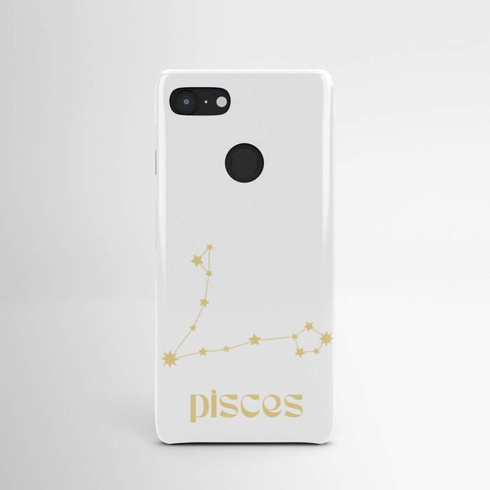 Pisces Sign Star Constellation Art, Retro Groovy Gold Font, Wall Decor Android Case