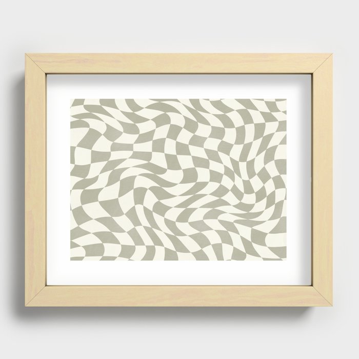 Warp wavy checked with olive green Recessed Framed Print