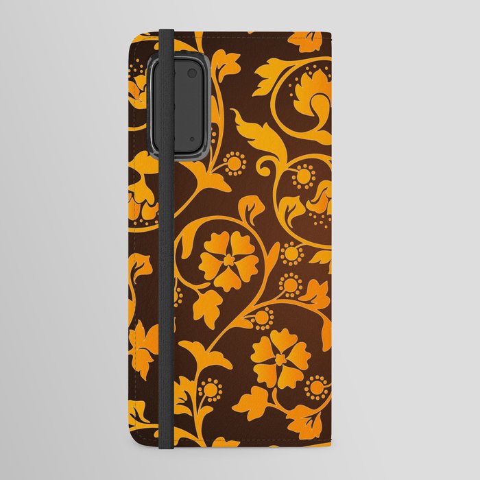 Orange & Black Color Floral Gradient Design Android Wallet Case