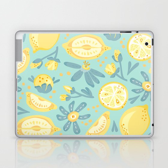 Lemon Pattern Mint Laptop & iPad Skin