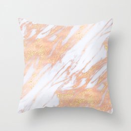 Marble - Rose Gold with Yellow Gold Glitter Shimmery Marble Throw Pillow | I Phone 7 Case, Marbel, Graphicdesign, Bestseller, Trendy, Swirl, Real Marble, Pillows, Marbled, Cases 