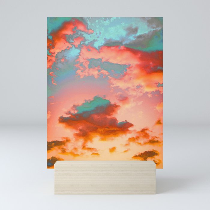 Blue Orange Sunset Sky Mini Art Print