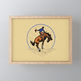 Full Moon Bronc & Cowboy Framed Mini Art Print