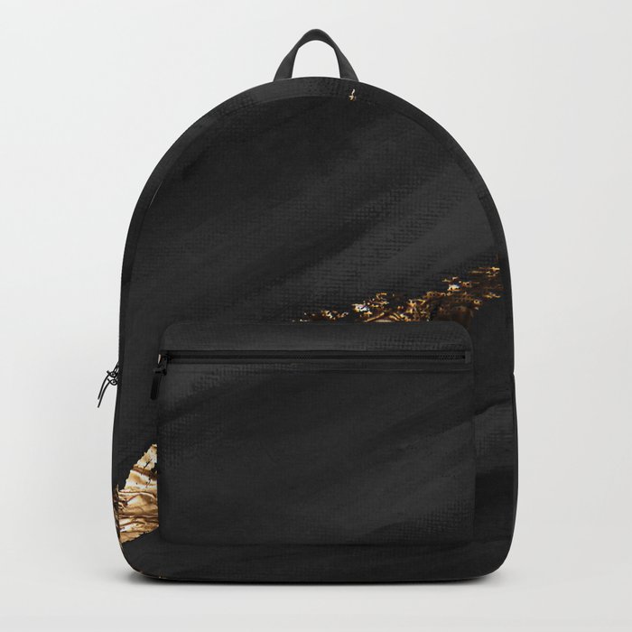 Black Paint Brushstrokes Gold Foil Backpack