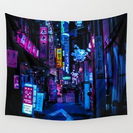 Tokyo's Moody Blue Vibes Wall Tapestry
