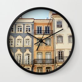 Coimbra Portugal Pastel Buildings Wall Clock