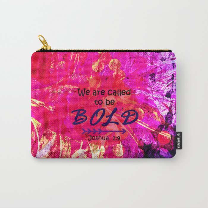 CALLED TO BE BOLD Floral Abstract Christian Typography Scripture Jesus God Hot Pink Purple Fuchsia Carry-All Pouch