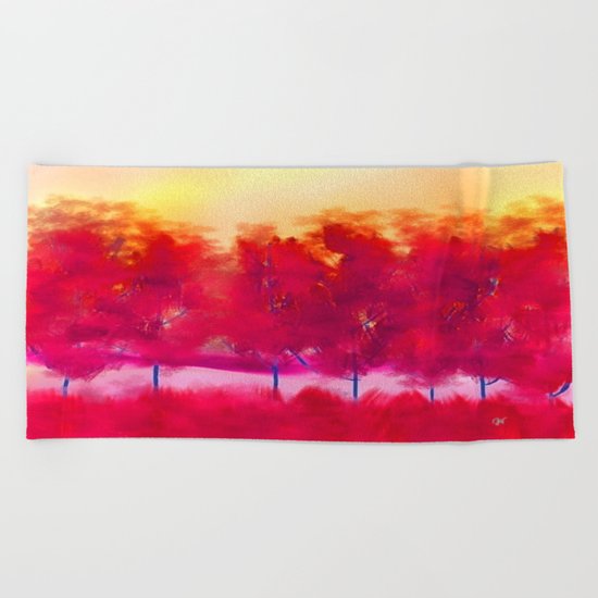 Sunset in Fall Abstract Landscape Beach Towel