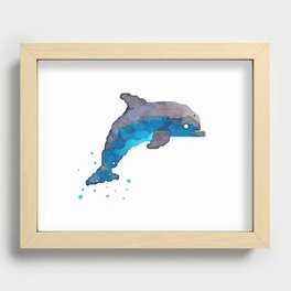 Dolphin Watercolor Recessed Framed Print