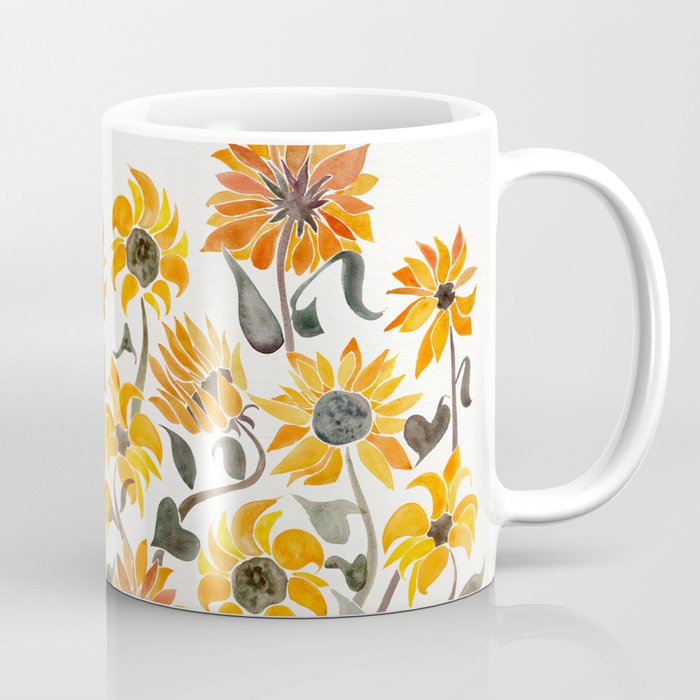 Sunflower Watercolor – Yellow & Black Palette Coffee Mug