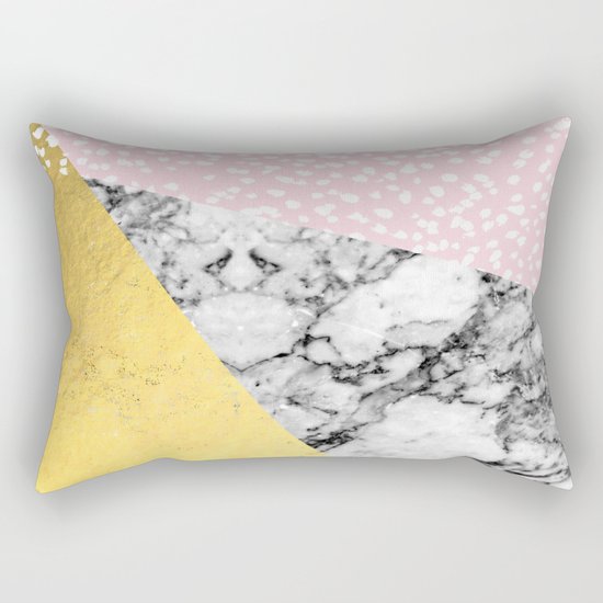 Trini - abstract painting texture gold pastel pink marble trendy hipster minimal art design bklyn Rectangular Pillow