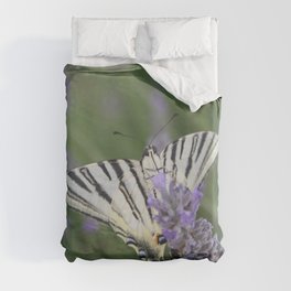 Common Yellow Swallowtail Feeding On  Lavender Photograph Duvet Cover