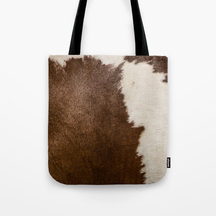 Brown Cow Skin Print Pattern Tote Bag