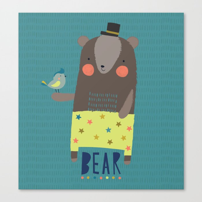 Bear and Bird Buddies Canvas Print