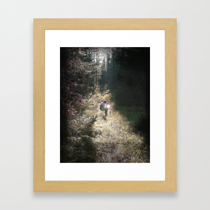Reading in the Forest Framed Art Print