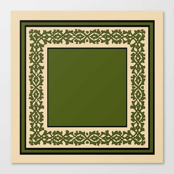 Oriental rug green and beige Canvas Print