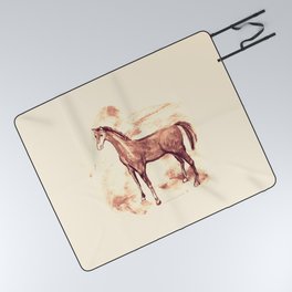 Horse sepia illustration Picnic Blanket