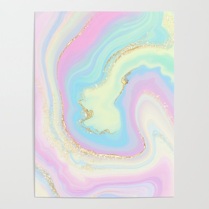 Pastel Opal Geode Crystal Poster