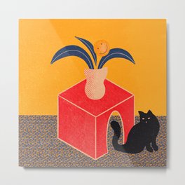 the cat Metal Print | Bright, Abstract, Contemporary, Hipster, Red, Modern, Graphicdesign, Illustration, Smiley, Texture 