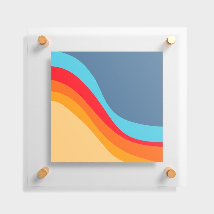 Wavy Retro Vibes- Colorful Art Pattern Design Floating Acrylic Print