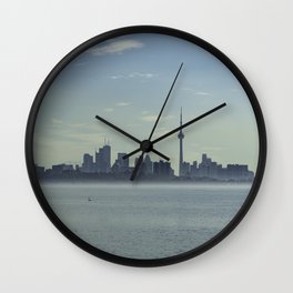Toronto Skyline with mist floating on the sea Wall Clock