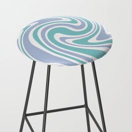 Retro 70s Abstract Swirl Blue Wavy Ocean Pattern Bar Stool