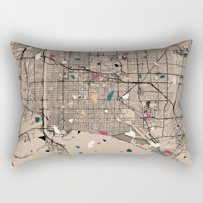 LONG BEACH USA City Map Collage Rectangular Pillow