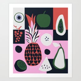 Fruits on pink background  Art Print