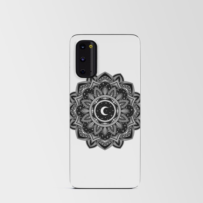 Black and white moon mandala - space art Android Card Case