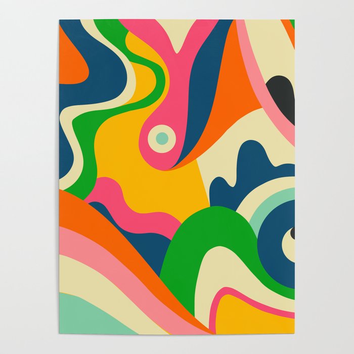 Colorful Mid Century Abstract  Poster