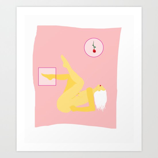 Nude Babe With Rose no. 2 Art Print