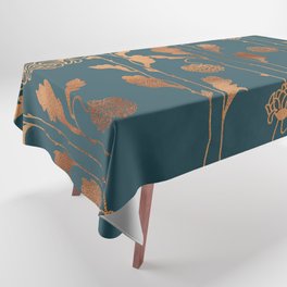 Art Deco Copper Flowers  Tablecloth