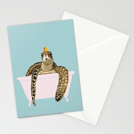 Sea Turtle in Bathtub Stationery Card