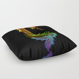 Traditional Chinese dragon in rainbow colors Floor Pillow